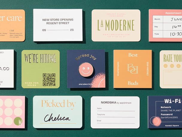 Creative Business Card finishes including Gold Foil, Silver Foil, Spot UV and Raised Spot UV