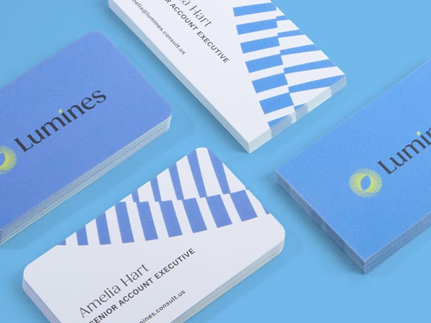 A selection of Feltmark Business Cards with square and rounded corners