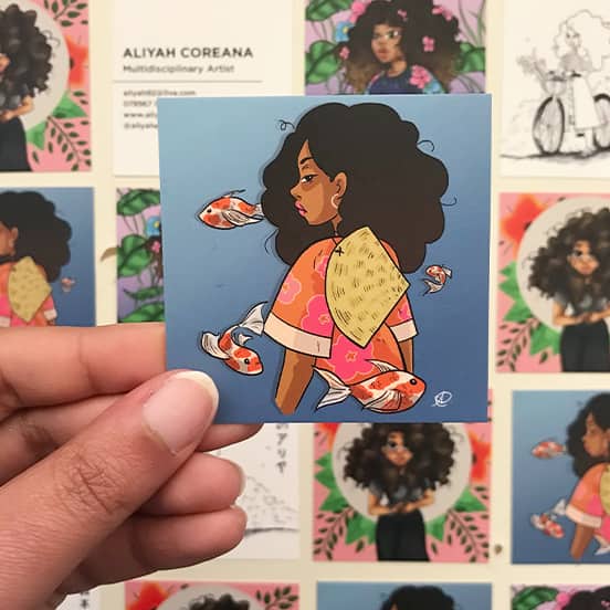 Aliya Hart illustrated Square Business Cards printed by MOO
