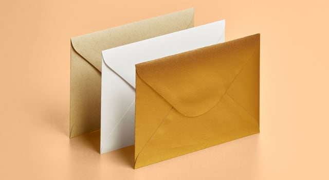 Envelopes on display
