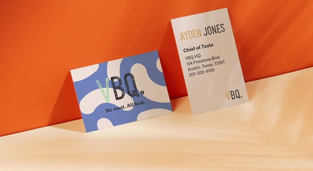 Two Business Cards on display