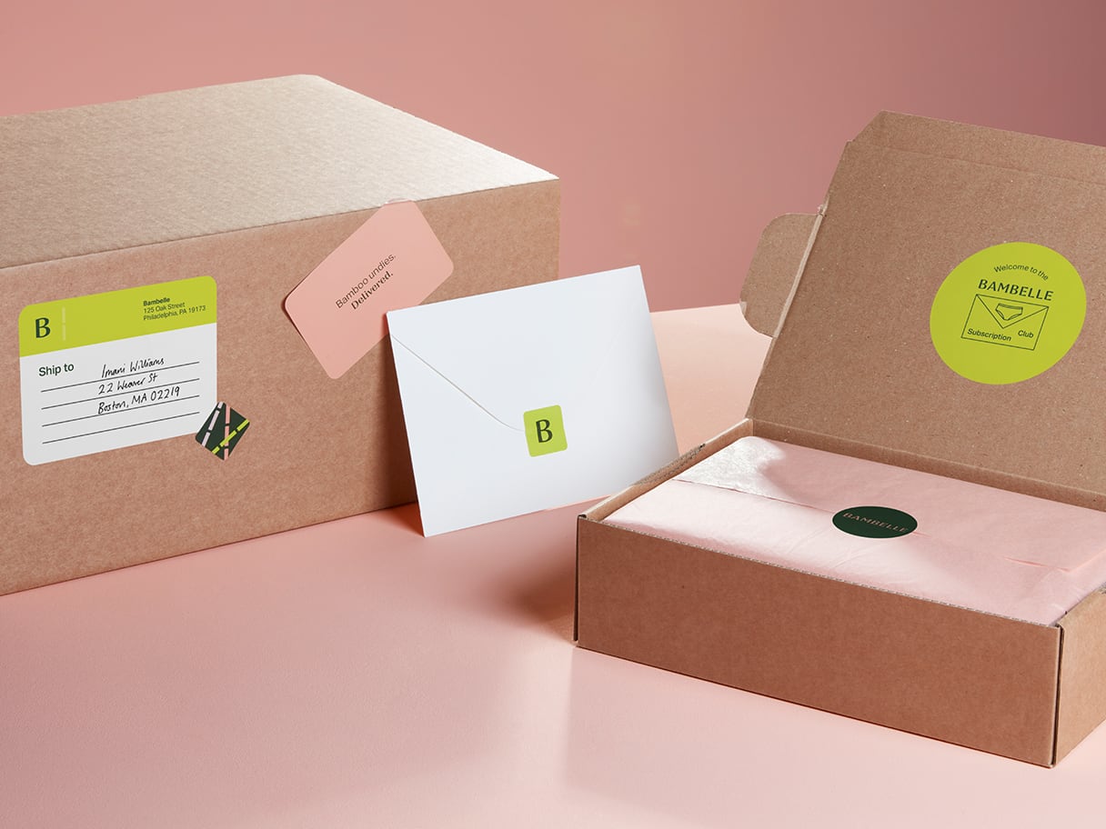 Customized stickers on various display boxes.