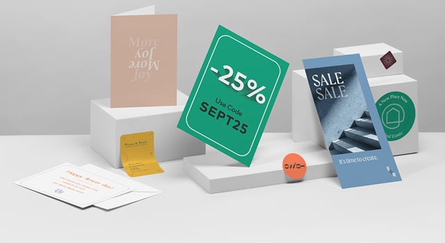 Vielfalt an Druckerzeugnissen mit 25% Rabatt auf Sale-Texte