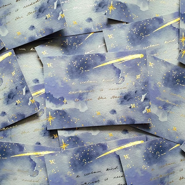 Paper product with gold foil finish texts