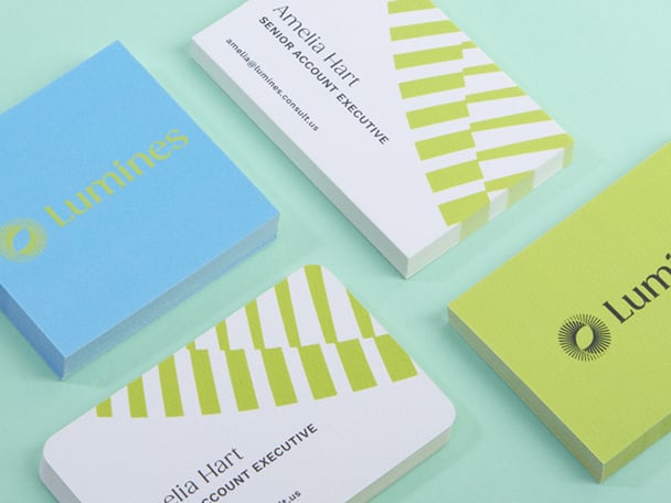 A selection of Feltmark Business Cards with square and rounded corners