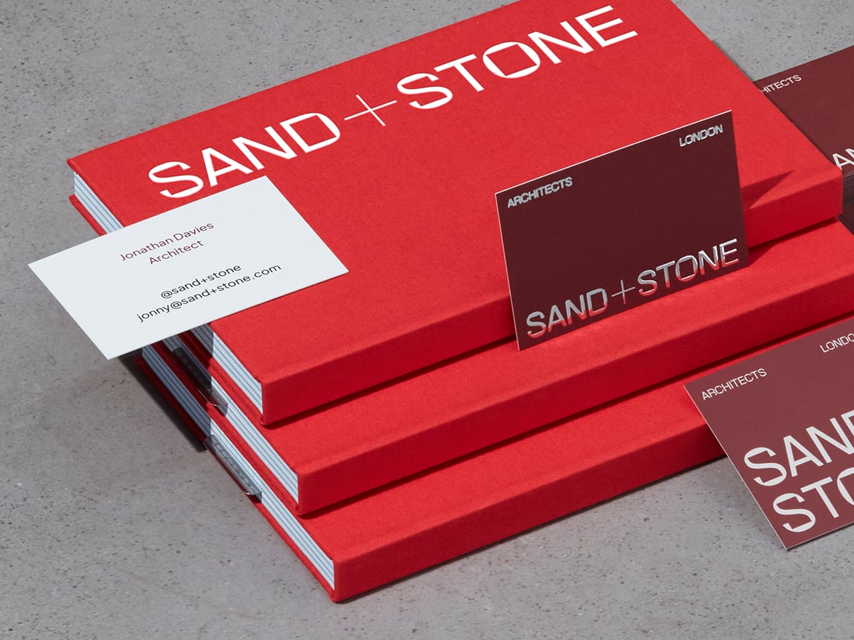 Sand Stone Vermillon Agenda Perpétuel Personnalisé et cartes de visite avec finition spéciale