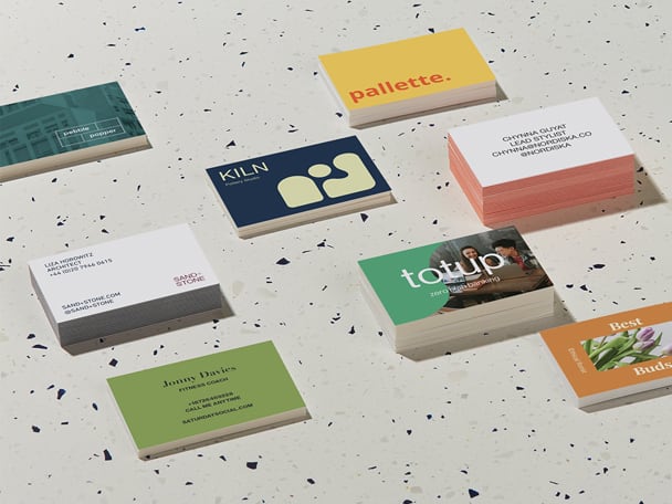 Business Cards on display
