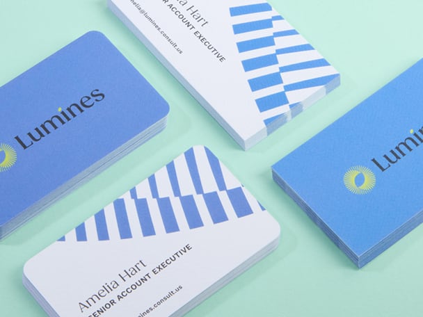 A selection of Feltmark Business Cards with square and rounded corners