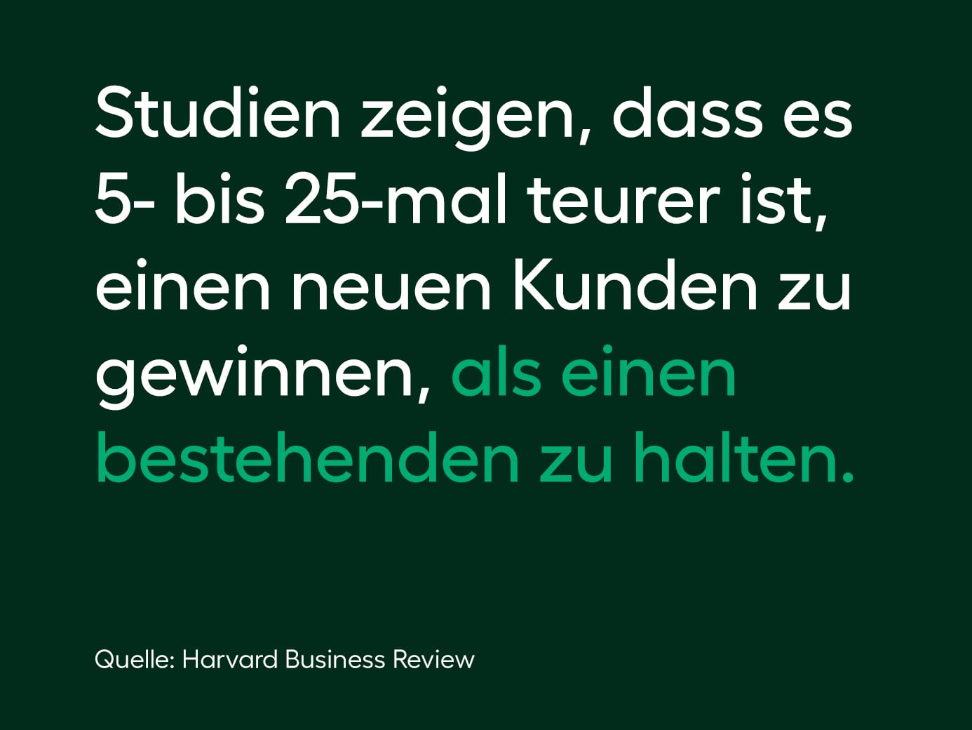 Studies show it's 5 to 25 times more expensive to acquire a new custoer than hold on to an existing one.