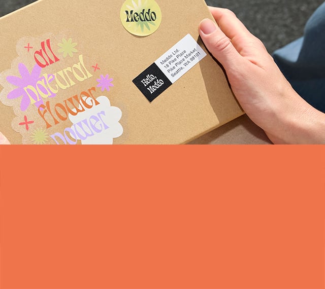 A return address label on a package