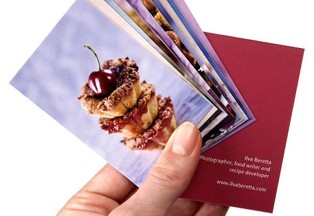 Ilva Beretta uses MOO Business Cards to showcase her beautiful cookery photos