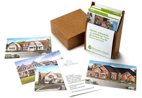 Meridian Homes use Printfinity to showcase their house designs on MOO Business Cards