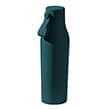 Dark green drink bottle with handle on a green background