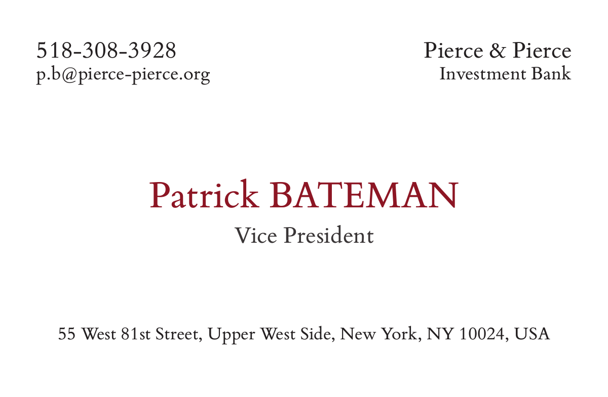 Patrick Bateman Business Card template With Paul Allen Business Card Template
