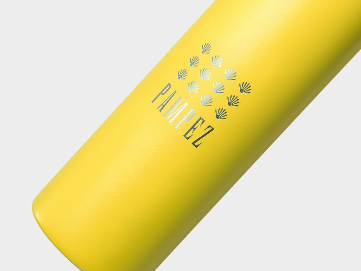 Matte Lemon H2Go Crux Stainless Steel Bottle Close Up With One-Sided Engraving
