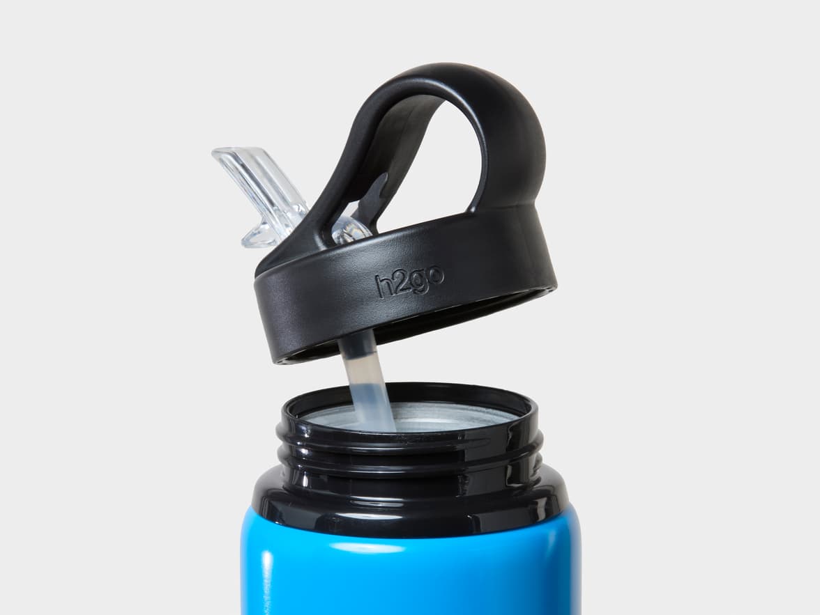 Matte Cerulean H2Go Virtue Aliminum Water Bottle Rim And Flip Straw With 360 Wrap Printing Customisation