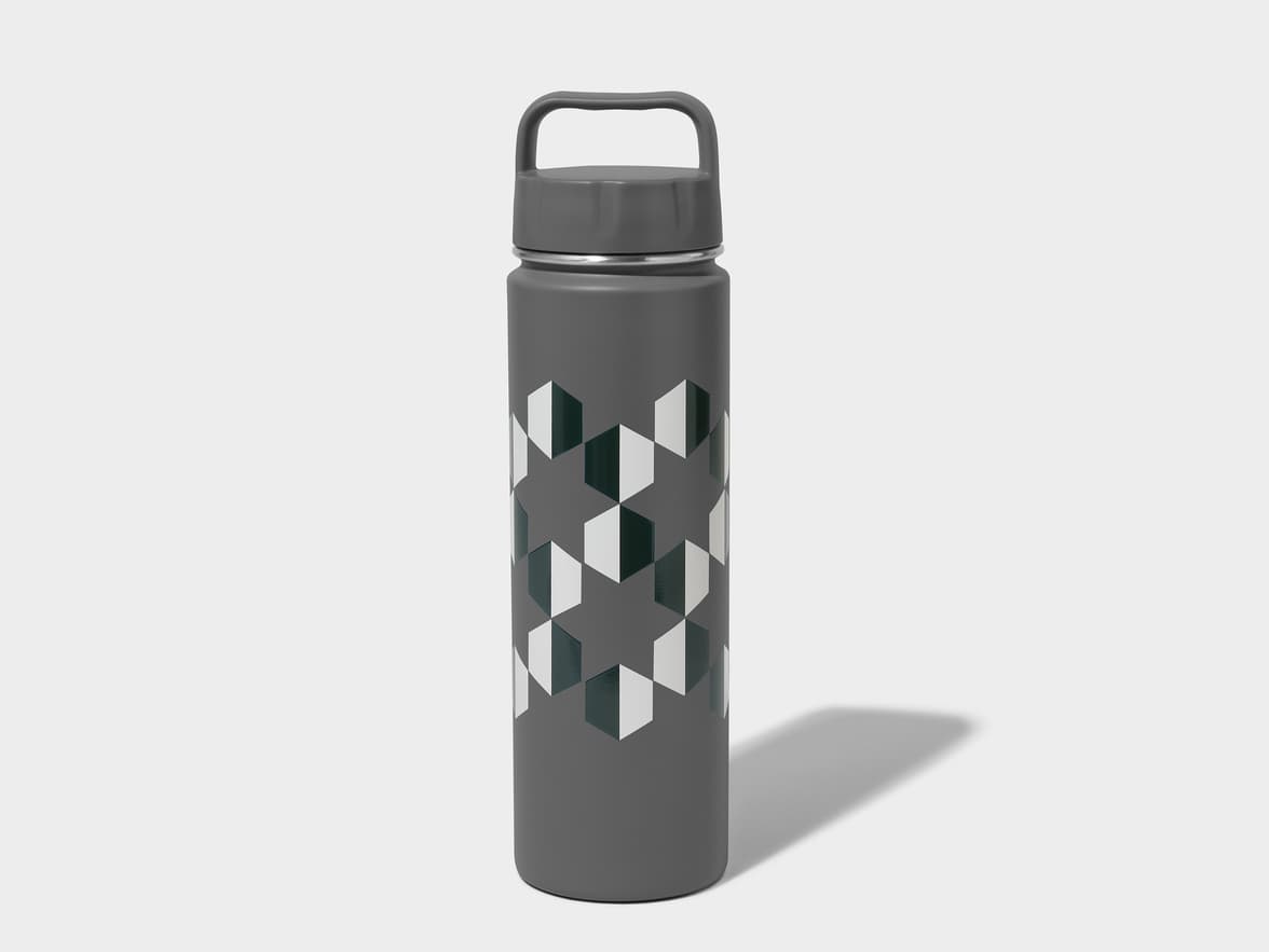 Matte Storm Gray H2Go Crux Stainless Steel Bottle Back View With 360 Wrap Printing Customisation