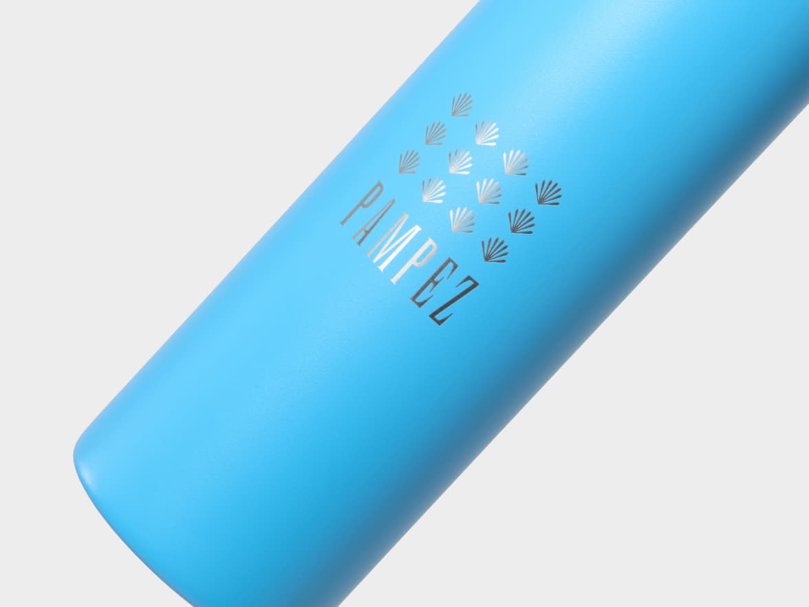 Matte Aqua H2Go Crux Stainless Steel Bottle Close Up With One-Sided Engraving