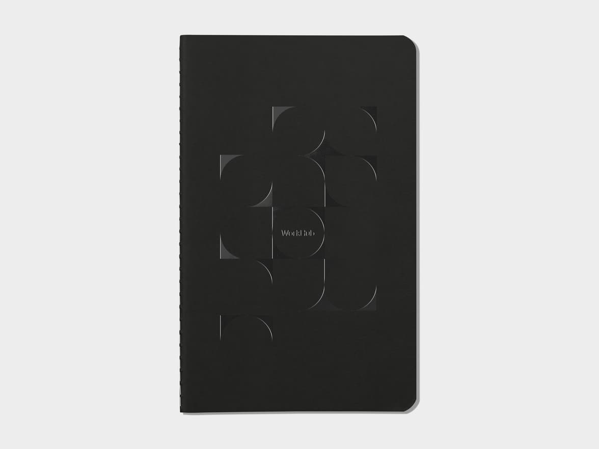 Jet Black  soft cover journal with black foil pattern