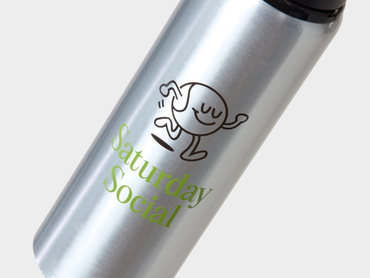 Matte Silver H2Go Virtue Aliminum Water Bottle Close Up With One-Sided Printing Customisation