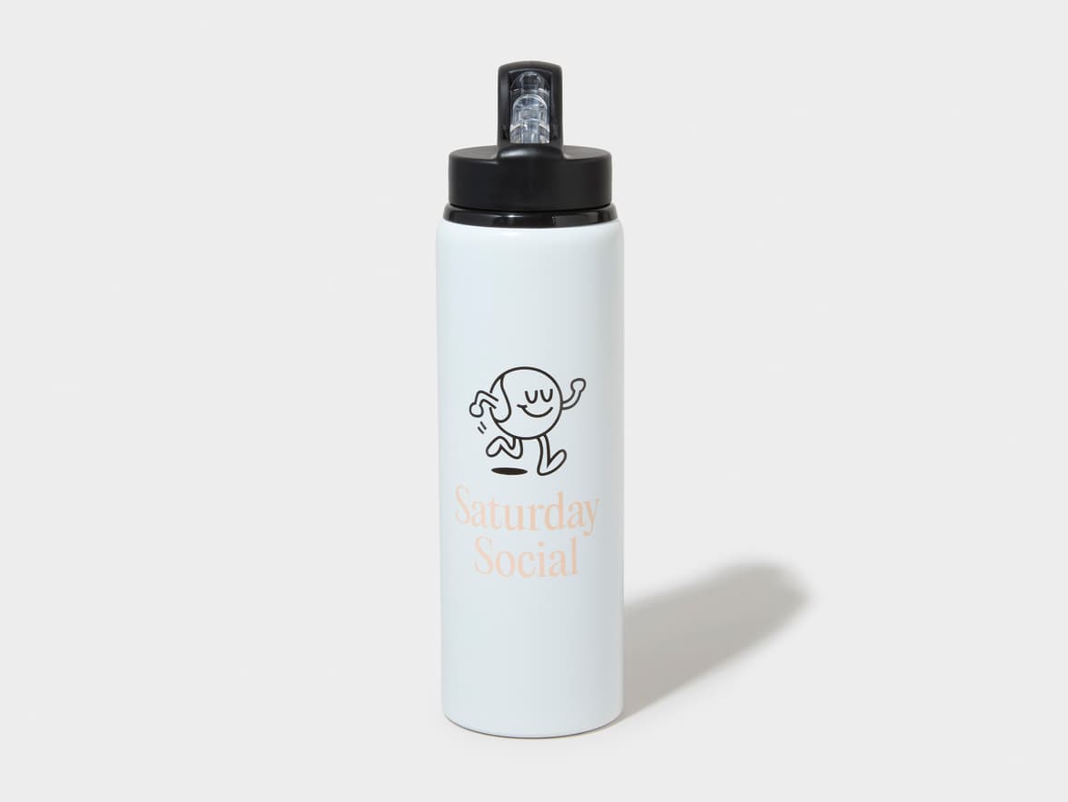 Matte White H2Go Virtue Aliminum Water Bottle Front View With One-Sided Printing Customisation