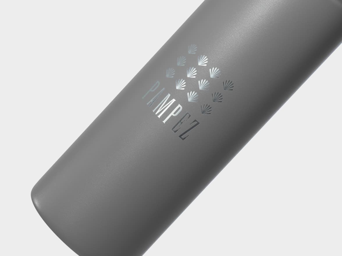 Matte Storm Gray H2Go Crux Stainless Steel Bottle Close Up With One-Sided Engraving