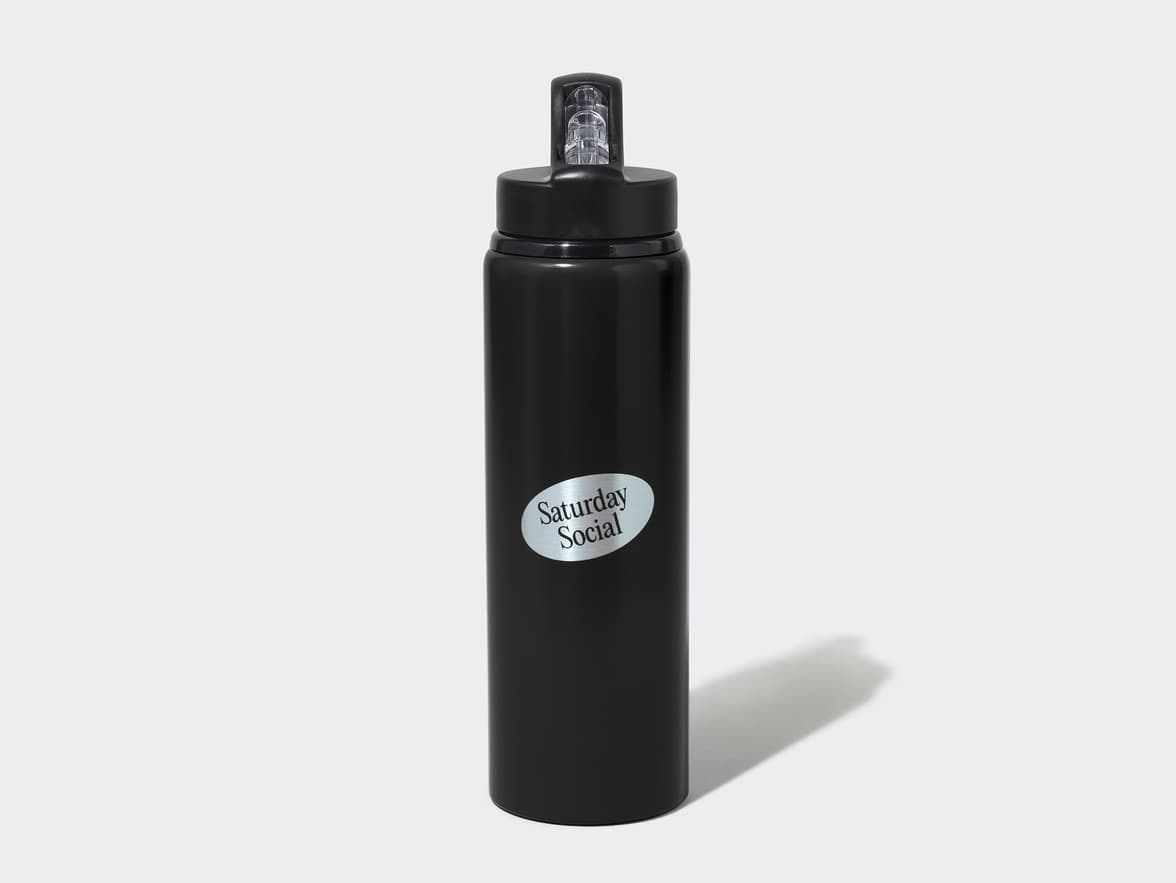 Matte Black H2Go Virtue Aliminum Water Bottle Front View With One-Sided Engraving