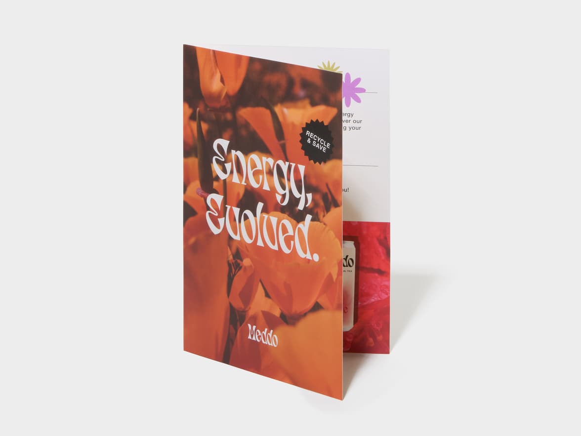 A Bi-Fold Eco Brochure standing.