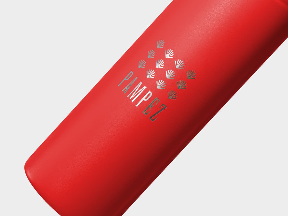 Matte Red H2Go Crux Stainless Steel Bottle Close Up With One-Sided Engraving
