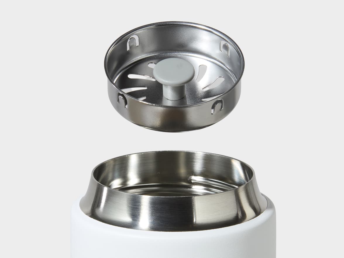 Matte White Fellow® Carter Move Mug Cylindrical Rim And Splash Guard With One-Sided Engraving