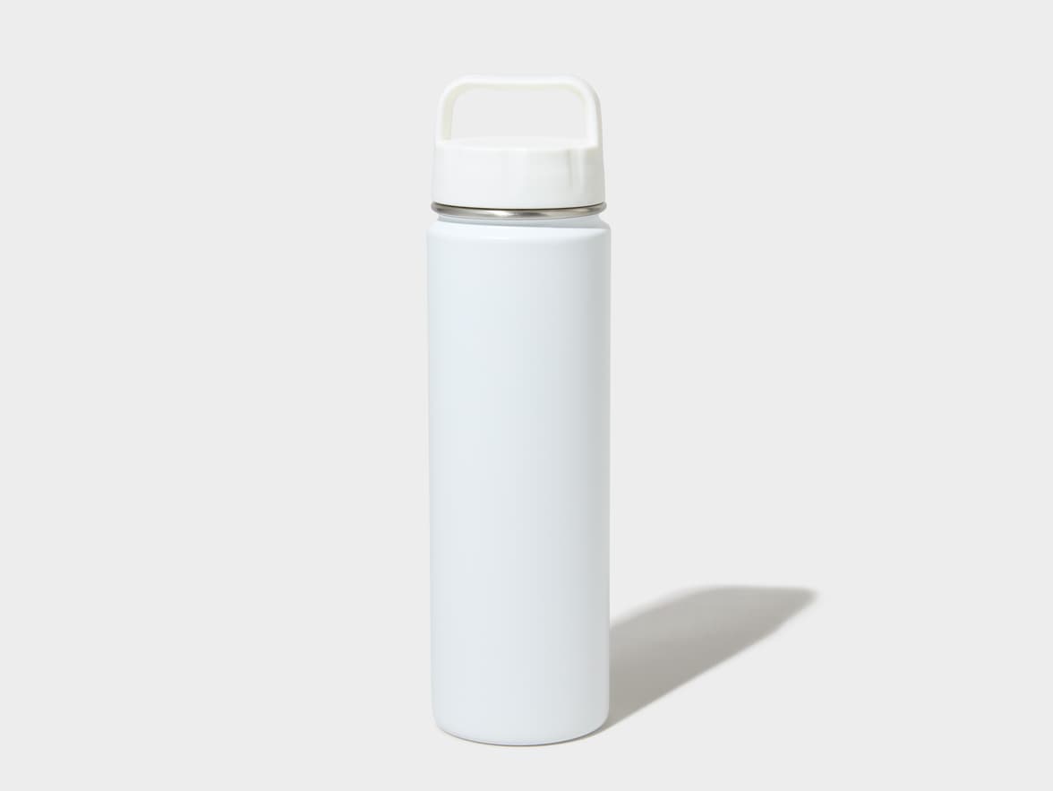 Matte White H2Go Crux Stainless Steel Bottle Back View With One-Sided Printing Customisation