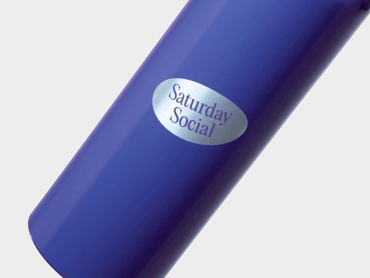 Matte Blue H2Go Virtue Aliminum Water Bottle Close Up With One-Sided Engraving