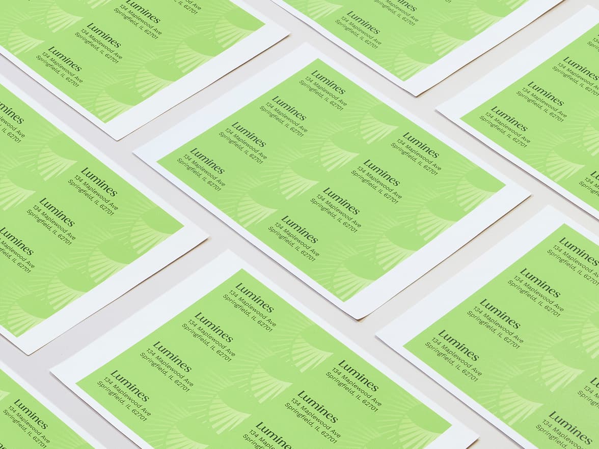 A collection of customized matte paper stickers in size 1x2.75.