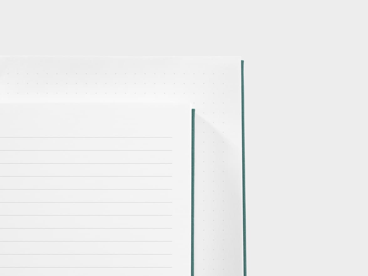 A close up of a dotted paper and a lined paper next to each other 