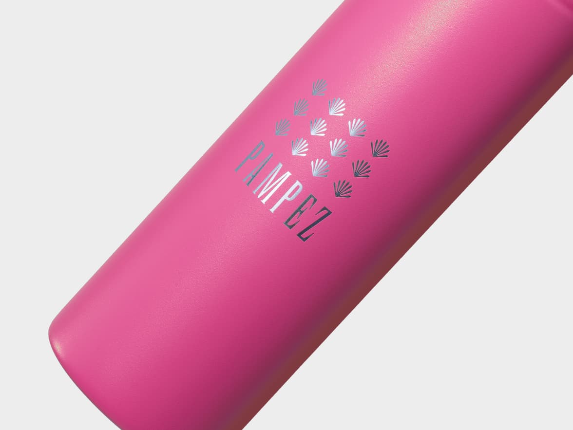 Matte Hottest Pink H2Go Crux Stainless Steel Bottle Close Up With One-Sided Engraving