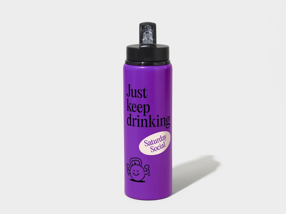 Matte Purple H2Go Virtue Aliminum Water Bottle Front View With 360 Wrap Printing Customisation