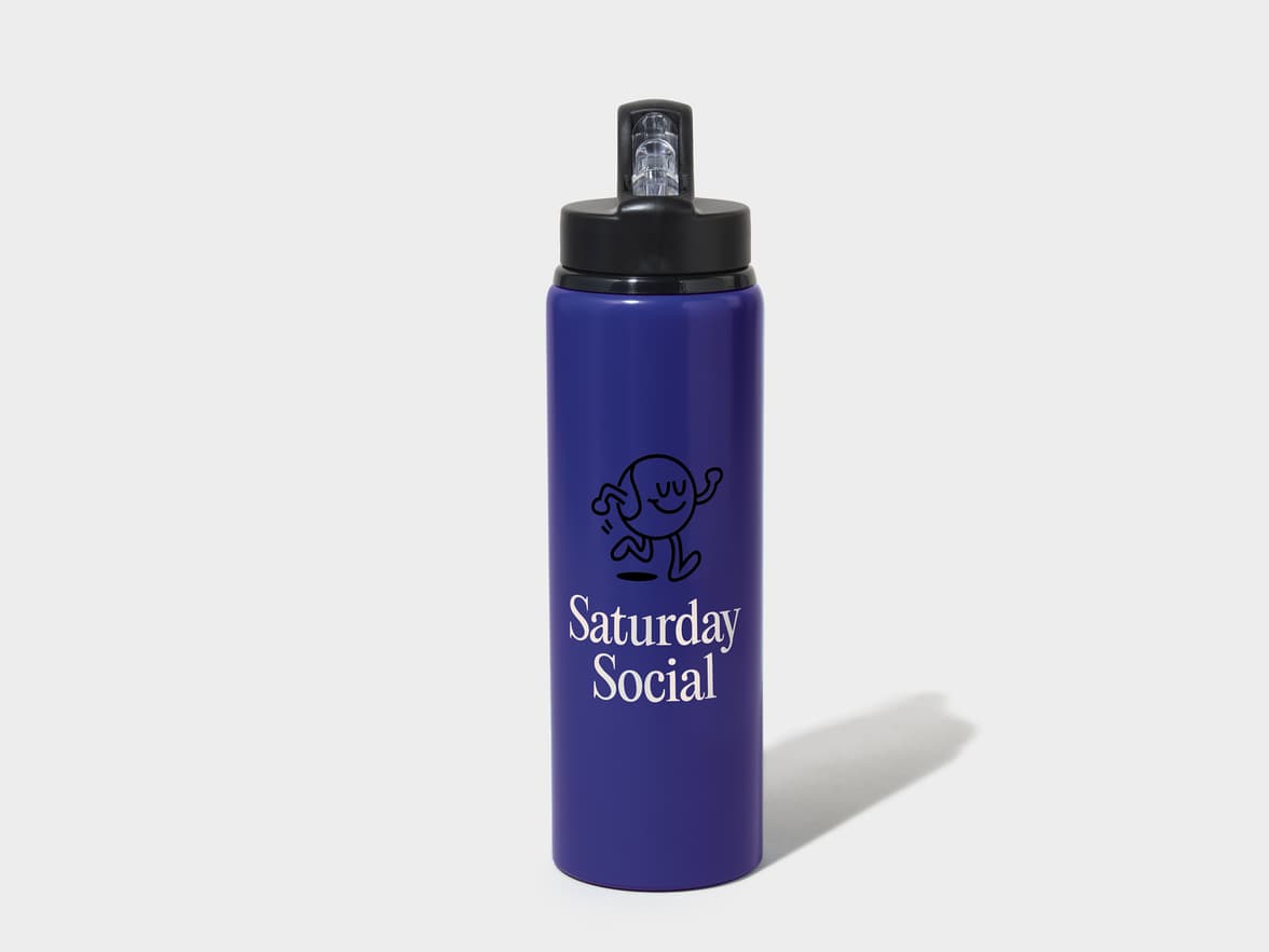 Matte Blue H2Go Virtue Aliminum Water Bottle Front View With One-Sided Printing Customisation