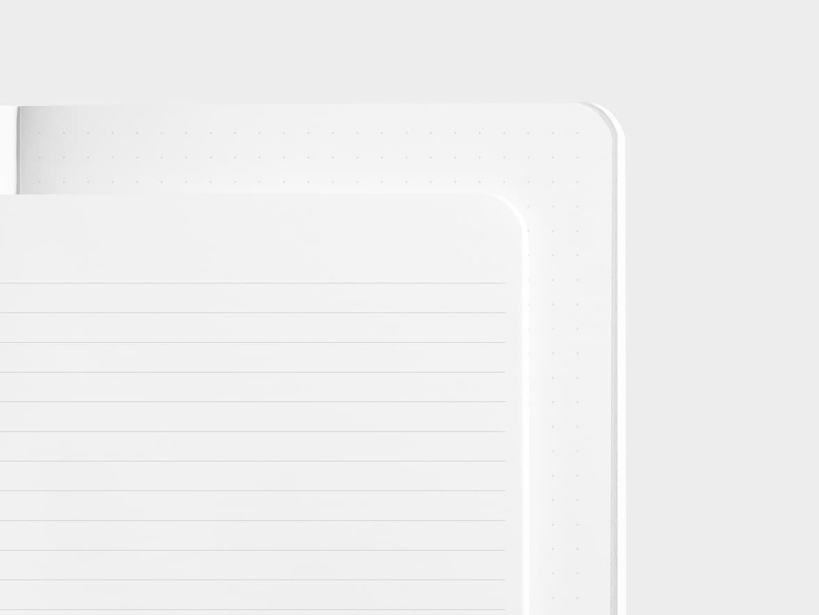 Charcoal grey soft covered journal lined and dotted pages close-up