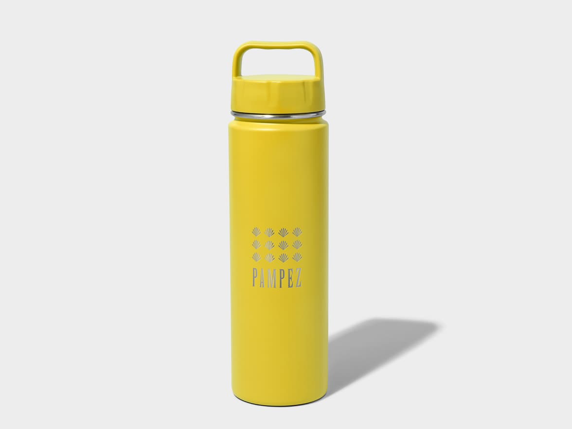Matte Lemon H2Go Crux Stainless Steel Bottle Front View With One-Sided Engraving