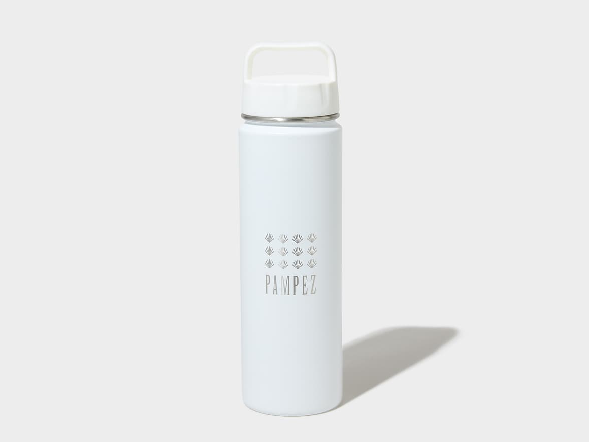 Matte White H2Go Crux Stainless Steel Bottle Front View With One-Sided Engraving