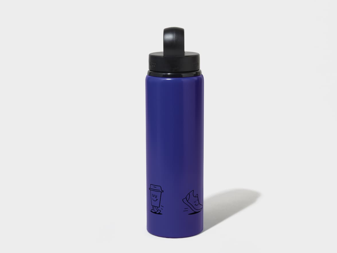 Matte Blue H2Go Virtue Aliminum Water Bottle Back View With 360 Wrap Printing Customisation