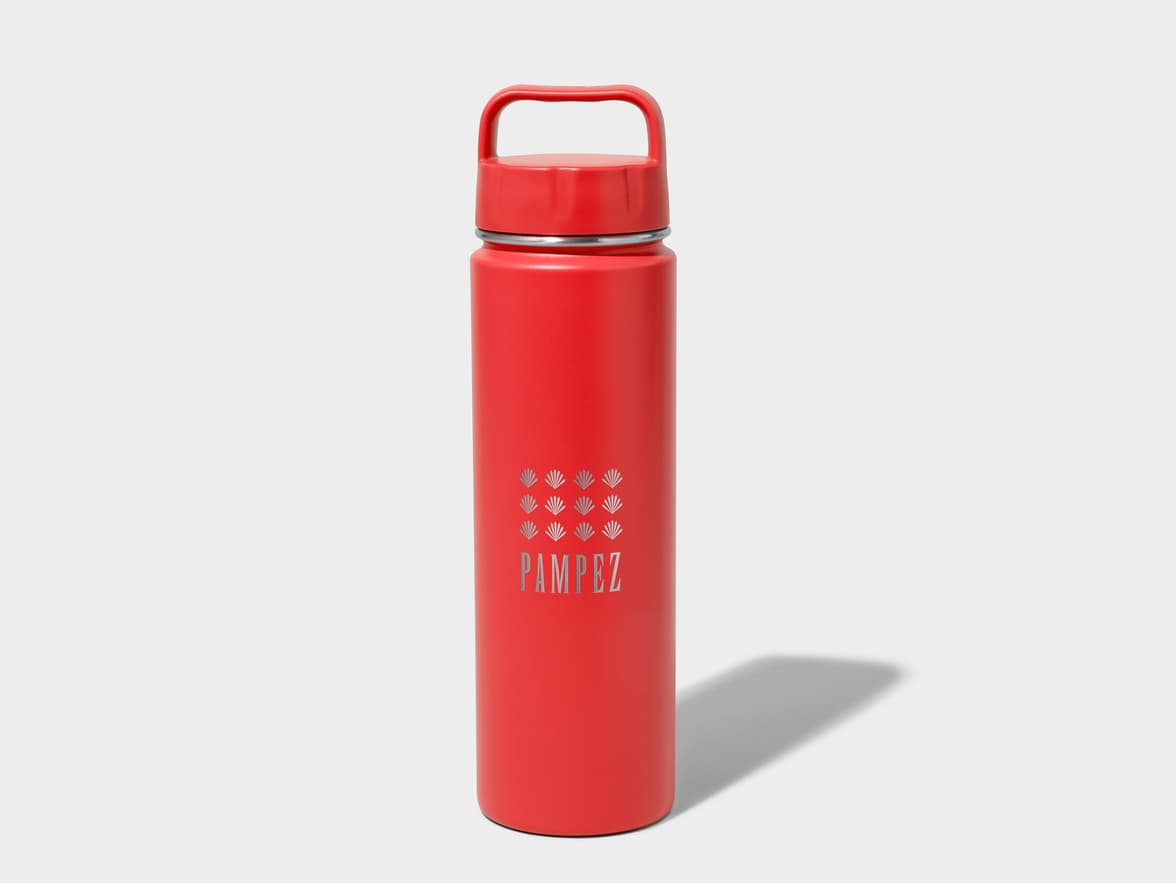 Matte Red H2Go Crux Stainless Steel Bottle Front View With One-Sided Engraving