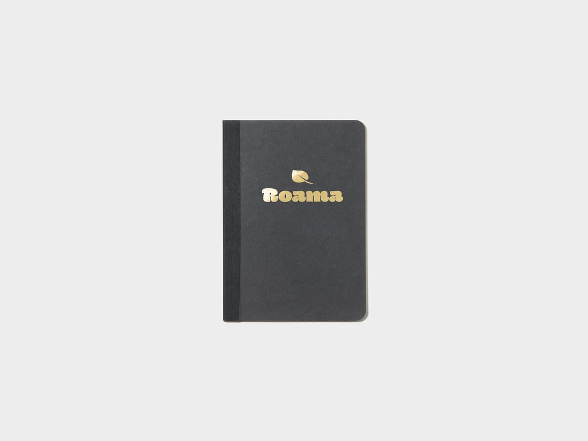 Black Tape Bound Notebook with gold foil in A6 