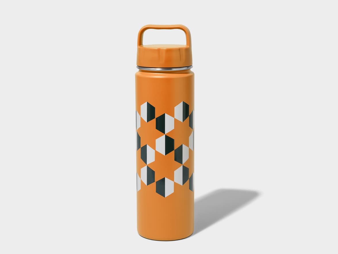 Matte Orange H2Go Crux Stainless Steel Bottle Back View With 360 Wrap Printing Customisation