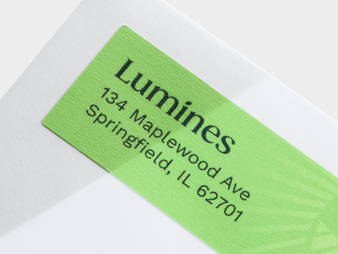 A detailed image of a customized matte paper sticker in size 1x2.75.