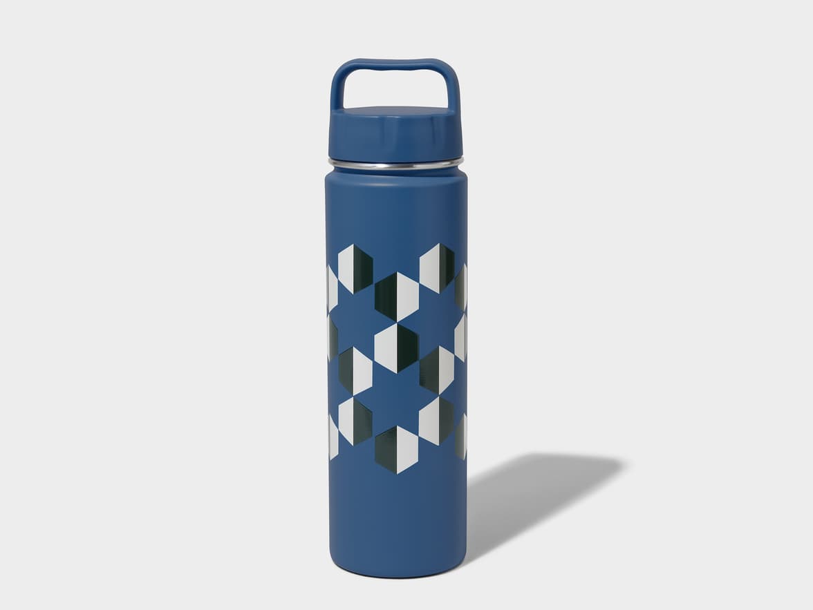 Matte Aqua H2Go Crux Stainless Steel Bottle Back View With 360 Wrap Printing Customisation