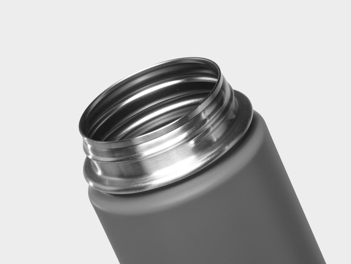 Matte Storm Gray H2Go Crux Stainless Steel Bottle Rim With One-Sided Engraving