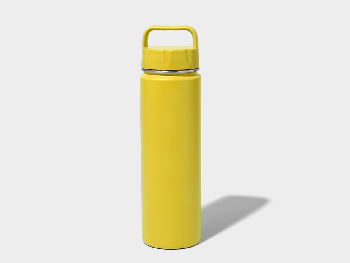 Matte Lemon H2Go Crux Stainless Steel Bottle Back View With One-Sided Printing Customisation