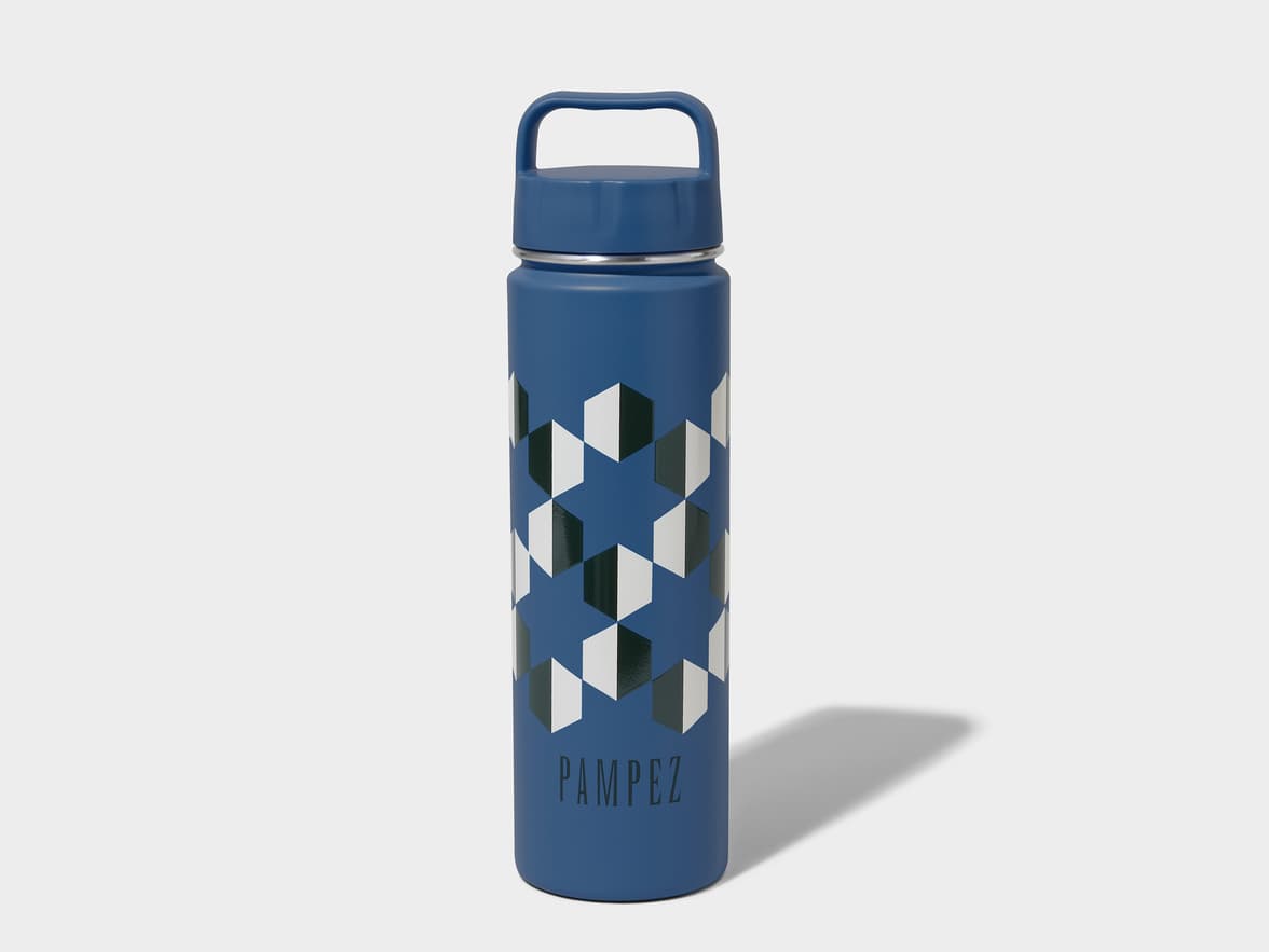 Matte Navy H2Go Crux Stainless Steel Bottle Front View With 360 Wrap Printing Customisation