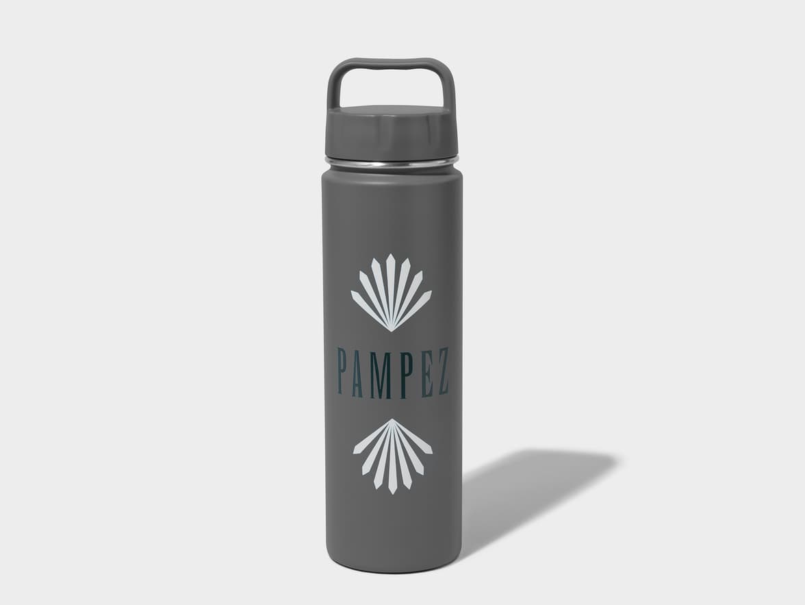 Matte Storm Gray H2Go Crux Stainless Steel Bottle Front View With One-Sided Printing Customisation